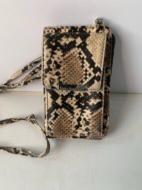 ENZO ANGIOLINI SNAKE PATTERN FAUX LEATHER CROSSBODY SHOULDER BAG PHONE WALLET